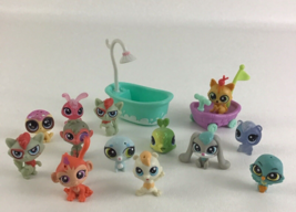 Littlest Pet Shop 13 Mini Figure Lot Wagon Shower Tub Monkey Cat Hasbro ... - £39.52 GBP