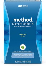 Method Dryer Sheets, Fresh Air, Fabric Softener and Static Reducer, Comp... - £21.57 GBP