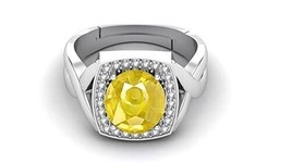 4.00 Ratti 3.00 Carat Yellow Sapphire Stone Silver Plated Adjustable Ring Origin - £36.81 GBP