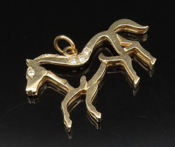14K GOLD - Vintage Genuine Diamonds Horse Cutout Drop Pendant - GP562 - $552.57