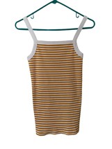Old Navy Women&#39;s Size S Gold and White Striped Square Neck Knit Tank Top - £5.85 GBP