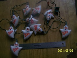 Halloween string lights 10 Boo ghost &amp; 10 jack-o-lanterns Long Beach Enterprise - £3.92 GBP