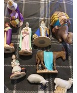 Vintage Holland Mold Nativity Set Large 10 Piece Set Painted 10 pc - $81.64