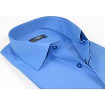 Men's Shirt By CASILA Turkey Cotton Blend Long Sleeves 502000-05 Solid Blue image 2