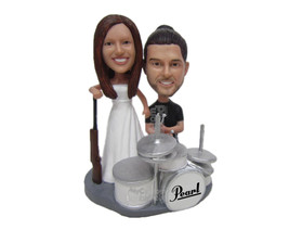 Custom Bobblehead Drummer Groom And Hunter Bride Wedding Couple - Wedding &amp; Coup - £184.29 GBP