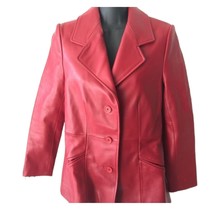 Nordstrom Red Lambskin Leather Buttery SOFT Blazer Coat Size Petite Xsma... - £157.37 GBP