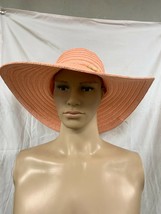 Panama Jack Women&#39;s Paper Braid Sun Hat Peach w/BEADED Tie One Size Brand New - £21.70 GBP