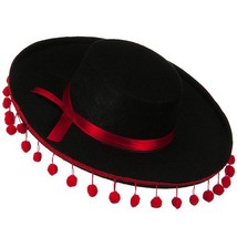 Jacobson Hat Company Men&#39;s Felt Spanish Hat W Red Band and Ball Fringe, Black, A - $4.99