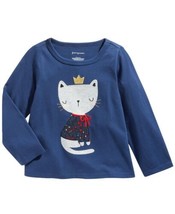 First Impressions Infant Girls Cotton Cozy Cat T-Shirt, 18 Months, Midnight Kiss - £11.85 GBP