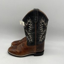 Cody James RYDER Brown Blue Leather Square Toe Western Boots Boy’s Size 4 D - £35.03 GBP