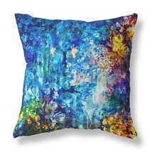 20&quot; Bright Blue Yellow Springtime Indoor Outdoor Throw Pillow - £56.58 GBP