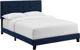 Modway Amira Tufted Performance Velvet Upholstered Twin Bed In Midnight Blue - £138.48 GBP