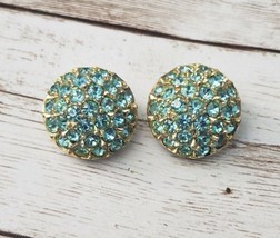 Vintage Coro Clip On Earrings Blue Gems Circle - $17.99