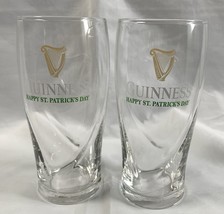 2 New Guinness Beer Happy St Patricks Day Beer Glasses 16 oz Embossed Harp Logo - £22.16 GBP