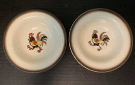 2 Metlox Poppy Trail Pottery Red Rooster Rimmed Fruit Dessert Bowl 6” Vintage US - £22.64 GBP