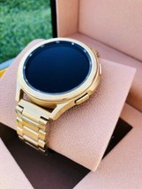 Custom 24k Gold Plated 46mm Samsung Galaxy Watch 4 Gold Bezel Gray Gold Band LTE - $949.05