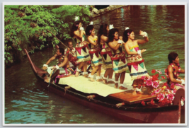 Postcard Hawaii HI Beautiful Dancers Canoe Boat Polynesian Cultural Center - £5.84 GBP