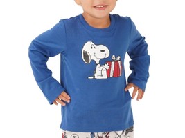 Munki Munki Toddler Snoopy Holiday Family Printed Pajama Top,Blue,3T - £12.46 GBP
