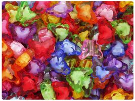 BeadTin Mixed Transparent 15mm Faceted Butterfly Plastic Beads - White C... - $2.49