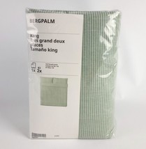 Ikea BERGPALM King Duvet Cover w/2 Pillowcases Bed Set White Green Strip... - $75.14