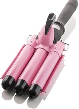 Three Barrel Curling Iron Wand with LCD Temperature Display - 1&quot; Ceramic... - £13.70 GBP