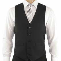 Men RENOIR Vest Wool 140 Adjustable ,V-Neck 2 Pocket Fully lined 555-3 Charcoal image 2