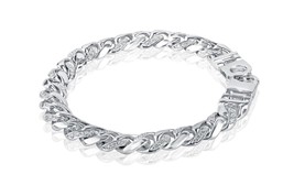 1.20 TCW Men&#39;s Miami Cuban Link Diamond Bracelet 14k Solid White Gold - £4,682.62 GBP