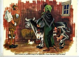 Mrs O&#39;Leary  Cow and Insurance Agent Color Comic Print 1970 - £22.10 GBP