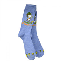 Peanuts Snoopy Happy Camper Men&#39;s Crew Socks Blue - £8.70 GBP