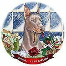 Doberman Fawn Cropped Dog Porcelain Ornament Pet Gift Santa I Can Explain! - £25.56 GBP