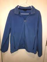 Lands End Mens Medium 38-40 Full Zip Fleece Blue Jacket Zip Pockets - £7.78 GBP