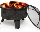 26&quot; Round Fire Pit Wood Burning Bonfire Firebowl Outdoor Portable Steel ... - $214.99