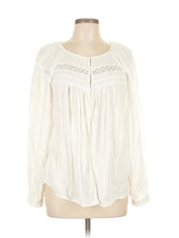 Old Navy  Long Sleeve Embroidered Lace Trimmed Blouse White Size M Boho ... - $25.69