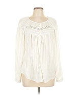 Old Navy  Long Sleeve Embroidered Lace Trimmed Blouse White Size M Boho ... - $35.13 CAD
