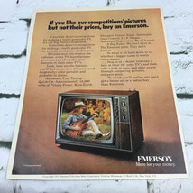 Vintage 1971 Emerson Color TV Television Set Advertising Art Print Ad - $9.89