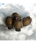 Lot Of 4 Silvestri 3.5&quot; Ceramic Brown Owl Ornament Vtg-look Big Eyes Woo... - $37.23
