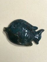 Finely Carved Large Teal Blue &amp; Green w Hint of Red Ocean Fish Stone Pendant or - £19.02 GBP