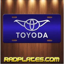 Toyoda Star Wars Yoda Art On Silver And Blue Aluminum Vanity License Plate Tag - £15.45 GBP