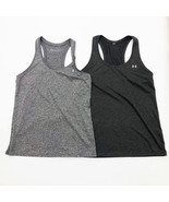 Under Armour Set of 2 Racer Back Tank Tops Gray &amp; Dark Gray Medium - £13.37 GBP