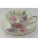 Paragon Large CHRYSANTHEMUMS Flared Teacup Cup Saucer Yellow Pink Purple - $131.17 CAD