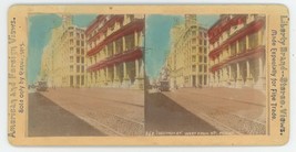 c1900&#39;s Real Photo Tinted Stereoview City Scene Chestnut St. in Philadelphia, PA - £9.57 GBP