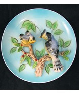 Vintage 3D Blue Jay Bird Wall Plaque Nippon Hand Painted Hanging Plate J... - £15.58 GBP