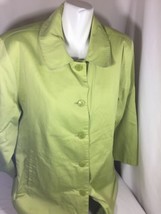 Maggie Barnes Women Green Soild Color Button Up Rain  Coat  Size 1x   Bin73#37 - £23.91 GBP