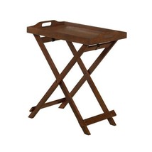 Brown Wooden TV Tray Folding Snack Table Lip Serving Accent Bamboo Portable Top - £110.98 GBP