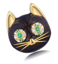 QUEEN Black Cat Charm in 925 Sterling Silver with 5A - £85.49 GBP