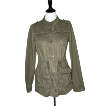 Per Se by Carlisle Distressed Green Military Jacket Cargo Wash Look Women Size S - £20.90 GBP