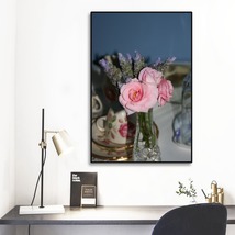 Shabby Chic Pink Roses Framed Mural 16&#39; X 18&#39; Art Piece Wall Art Home Decor - £36.62 GBP