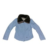 Nike Puffer Jacket Women L Blue Full Zip Quilted Insulated Fur Collar Vi... - $39.08 CAD