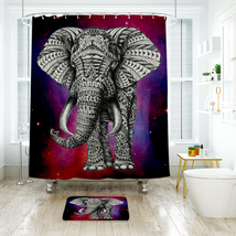 Aztec Pattern Elephant Shower Curtain Bath Mat Bathroom Waterproof Decorative - £18.08 GBP+