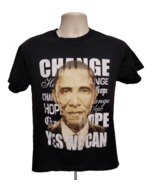 Rare Barack Obama Change Yes We Can Adult Small Black TShirt - $24.75